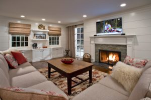 Living room after renovation by Teakwood Builders, kitchen and bath remodeler, custom home builder and general contractor Saratoga Springs and Capital Region